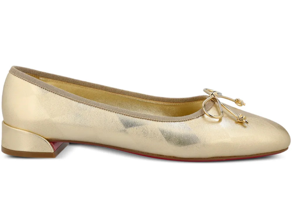Christian Louboutin Sweetie Jane Pavlodo Flat Gold Platino Ballet Ballerina 39